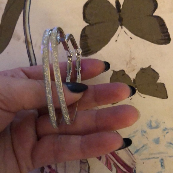 The Beverly Silver or Gold sparkle heart shaped hoop earrings. - Picture 5 of 7